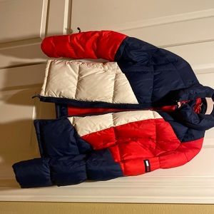 Tommy Hilfiger puffer coat.  Red/White/Blue with logo on sleeve